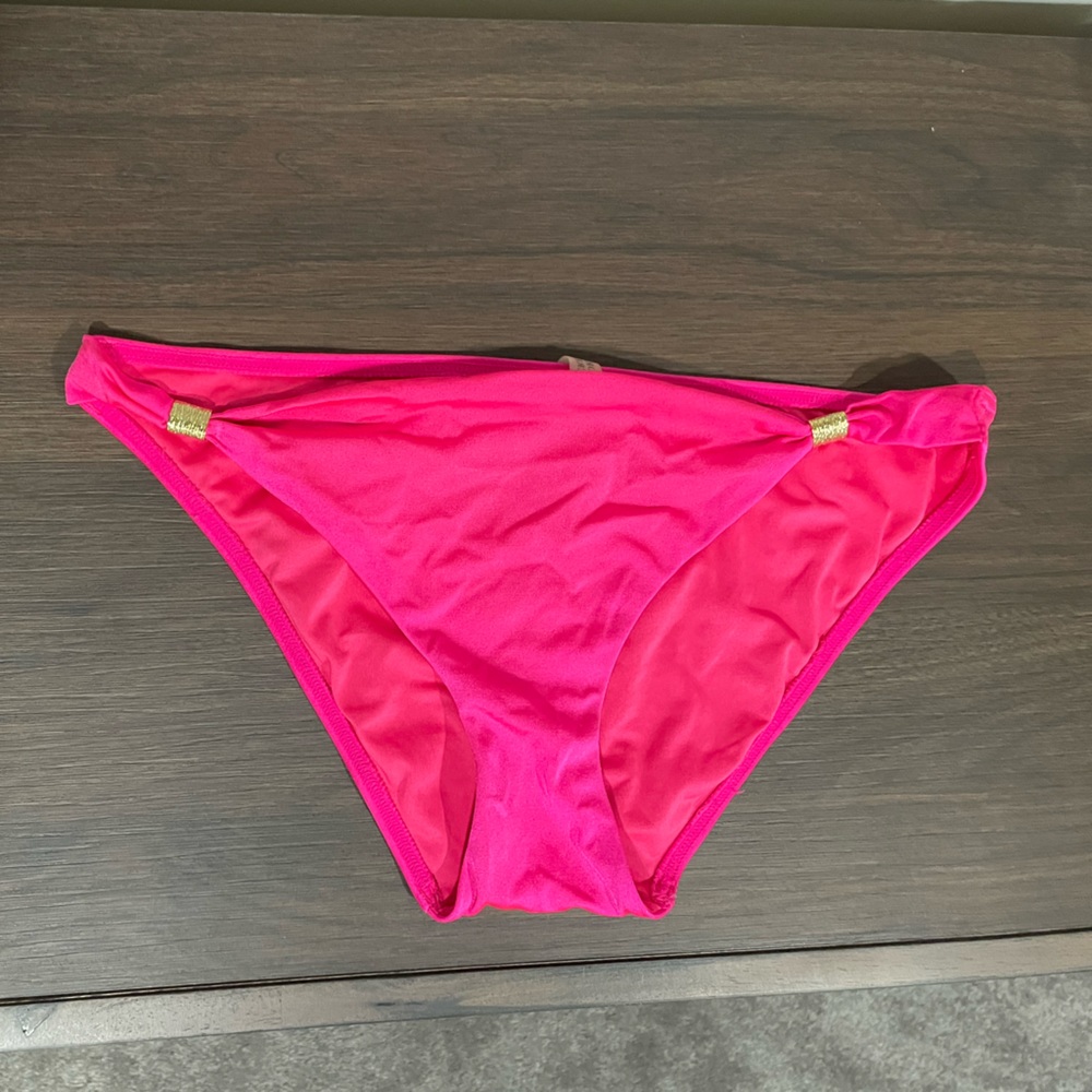 {Victoria's Secret} pink gold trim swim bikini bottom M - Picture 1 of 3
